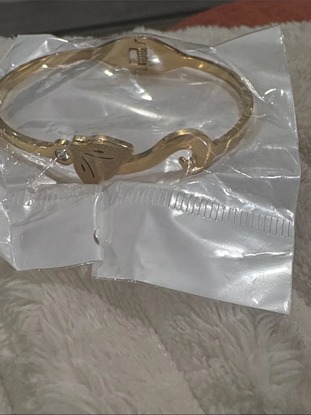 Gold Cat Accent Hinged Bangle Bracelet - Women's Jewelry